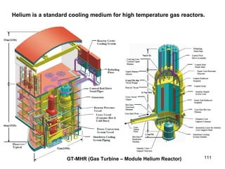 Helium is a standard cooling medium for high temperature gas reactors. GT-MHR (Gas Turbine – Module Helium Reactor) 