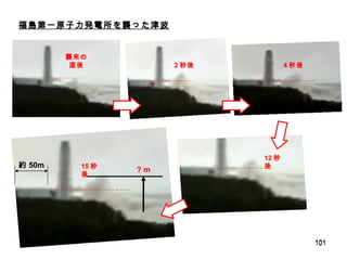 福島第一原子力発電所を襲った津波 ? m 約 50m 2 秒後 4 秒後 12 秒後 15 秒後 襲来の直後 