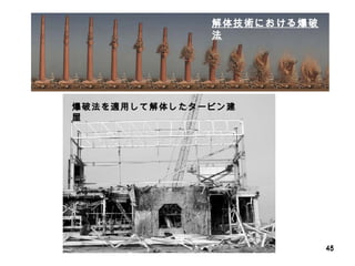 解体技術における爆破法 爆破法を適用して解体したタービン建屋 