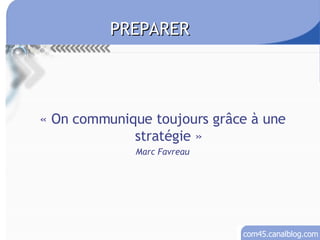 « On communique toujours grâce à une stratégie » Marc Favreau PREPARER 