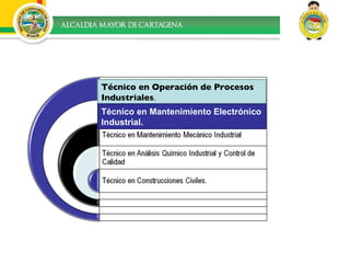 Técnico en Operación de Procesos Industriales .  Técnico en Mantenimiento Electrónico Industrial.  