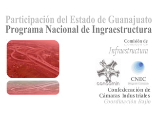 Confederación de Cámaras Industriales Coordinación Bajío Participación del Estado de Guanajuato Programa Nacional de Ingraestructura Comisión de Infraestructura Comisión de 