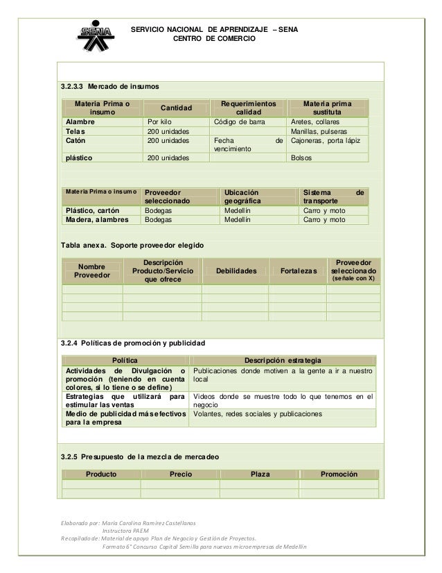 word plan de negocios