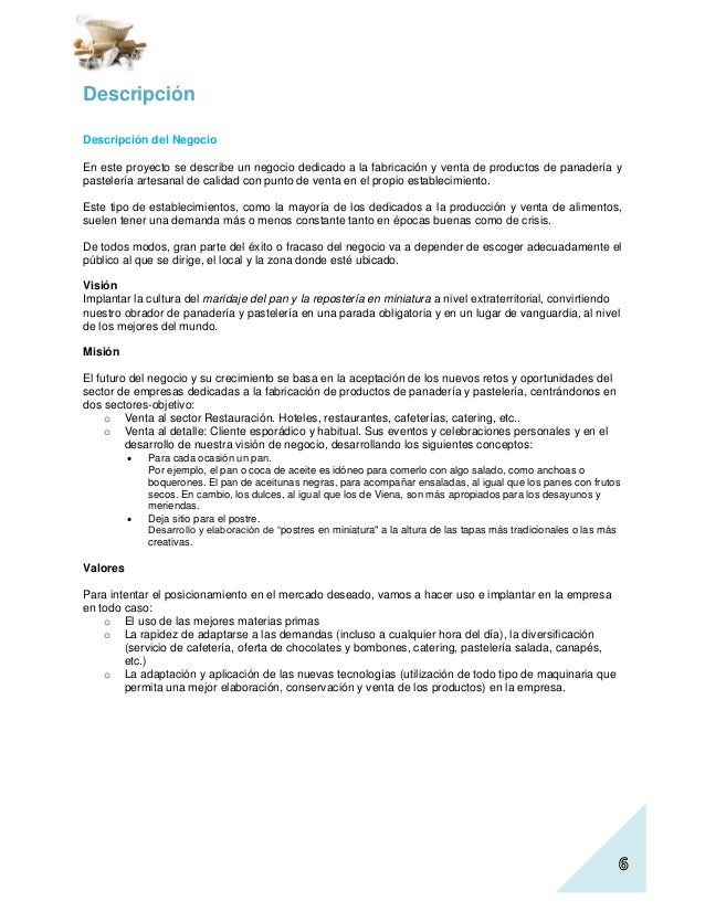 Plan de negocio de un obrador de panadería-pastelería 
