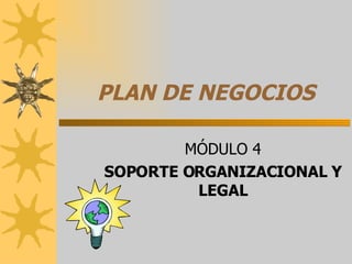 PLAN DE NEGOCIOS MÓDULO 4 SOPORTE ORGANIZACIONAL Y LEGAL 