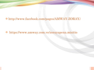 http://www.facebook.com/pages/AMWAY-ZORAYAPE%C3%91A/187429511328440 https :// www.amway.com.ve / zorayapena.misitio   