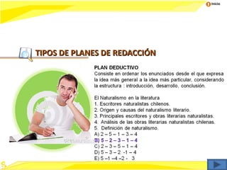 Inicio




TIPOS DE PLANES DE REDACCIÓN
 