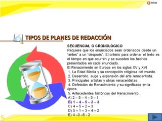 Inicio




TIPOS DE PLANES DE REDACCIÓN
 