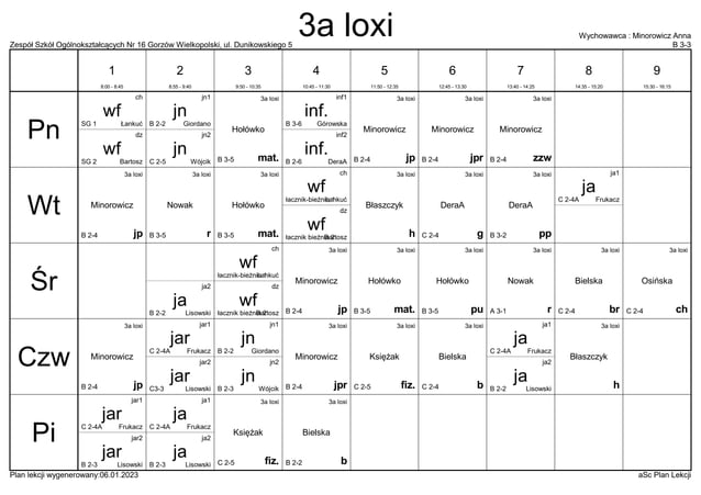 Gimnazjum 16 Gorzów Plan Lekcji 3 Gimnazjum www.slideshare.net