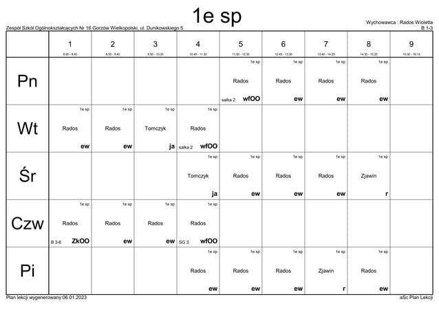 Gimnazjum 16 Gorzów Plan Lekcji 3 Gimnazjum www.slideshare.net