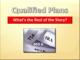 Being Financially SuccessfulMeans You Have Accumulated Money to Work for YouBUT at RETIREMENT…No more Tax-Deferral PlanNo more Child Tax CreditNo more Mortgage Tax DeductionThis Success May Result in Being in the Same Tax Bracketor Possibly at a Higher Tax Bracket!Your Financial Success & Loss of Tax BenefitsMay Result Being in the Same Tax Bracketor Most Probably at a Higher Tax Bracket!