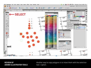 Another way to copy polygons is to move them with the selection
tool + option.
review of
adobe illustrator tools
select
 