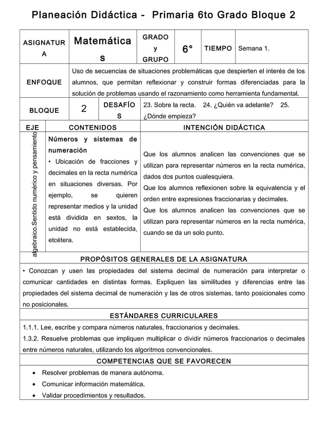 Plan 6to grado bloque 2 matemáticas (20162017) PDF