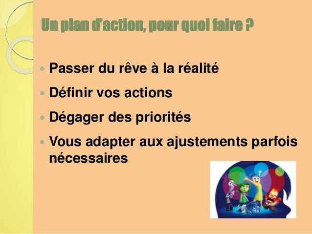 Projet professionnel  mon plan d'action
