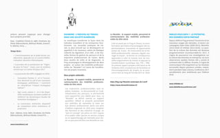 DIGIWORK : L’INDIVIDU AU TRAVAIL
DANS UNE SOCIÉTÉ NUMÉRISÉE
Le numérique transforme la façon dont les
individus travaillent et les entreprises fonc-
tionnent. Les nouvelles pratiques de tra-
vail, la pluri-activité qui se développent en
appellent à de nouveaux cadres de dialogue
collectif, de régulation, d’un côté ; à de nou-
velles formes de gestion du parcours et de la
trajectoire professionnels de l’autre. Après
deux années de veille et de diagnostic, la
Fing accompagne le développement de deux
projets : un autour des mobilités profession-
nelles (la “Musette”) et l’autre de l’accéléra-
tion de projets innovants.
Deux projets rattachés :
La Musette : le support mobile, personnel et
communautaire des mobilités profession-
nelles du XXIe siècle
Les trajectoires professionnelles sont en
pleine mutation. La discontinuité et l’indi-
vidualisation des parcours, la pluriactivité
sont aujourd’hui une réalité pour tous. La
“Musette” se définit comme un support
quotidien réflexif et proactif, permettant
aux individus de reprendre la main sur
leur devenir professionnel. Après une série
d’ateliers organisés en 2016 pour imaginer
des fonctions et des scénarios d’usage, un
“test of concept” est prévu en 2017 auprès
d’un public cible (jeunes en service civique
ou en apprentissage par exemple) pour tes-
ter ce que pourrait être une Musette en vrai.
La Musette : le support mobile, personnel et
communautaire des mobilités profession-
nelles du XXIe siècle
Créé et porté par la Fing et l’Anact, le trans-
formateur permettra d’accompagner des ex-
périmentations innovantes et apprenantes
autour de 4 axes : les instruments de la mo-
bilité professionnelle ; mesurer, réguler, ma-
nager le travail – et former en conséquence;
apprendre à créer et innover avec de nou-
velles organisations du travail; et appuyer la
transformation numérique des TPE / PME.
Un premier appel à projets a été lancé au 4e
trimestre 2016, le processus de formation et
d’accompagnement de projets va se pour-
suivre tout au long de l’année 2017 et 2018.
www.transitions2.net
PARLEZ-VOUS DATA ? : LE POTENTIEL
DES DONNÉES ENFIN PARTAGÉ
Depuis 2009 la Fing promeut l’ouverture et les
nouveaux usages des données, à travers ses
campagnes Open Data (2009-2013), MesInfos
(2013-2016) et Infolab (2013-2016). La ques-
tion de la culture des données est devenue
progressivement incontournable.En 2017, il
s’agira de poursuivre nos investigations sur
la culture des données en entreprise, où nous
observerons quelles formes elle y prend et
comment elle s’y diffuse. Ensuite, il s’agira de
communiquer très largement sur les résultats
accumulés depuis plusieurs années, notam-
ment pendant Data Literacy Conference 2017
sensiblement plus ambitieuse que l’édition
2016.
http://fing.org/?Musette-numerique-de-l-actif
https://www.letransformateur.fr/
www.infolabs.io/
www.dataliteracyconference.net/
acteurs peuvent s’appuyer pour changer
leurs propres priorités.
Avec : Coalition Climat 21, Iddri, Ouishare, les
Petits Débrouillards, Without Model, GreenIT.
fr, Ademe, Inria, ...
Temps forts :
> L’enrichissement de la plate-forme col-
laborative, appuyée sur un travail d’édito-
rialisation (dossiers thématiques)
> 3 journées de co-production de “l’Agen-
da pour le Futur” (mars, juin et octobre)
conclut par un Cahier d’enjeux 2017
> La poursuite des défis engagés en 2016 :
•	 Innovation Facteur 4 : et si l’innova-
tion devenait la clef d’une transition
écologique ambitieuse ? Comment
en caractériser l’impact écologique
radical ?
•	 Agir Local, saison 2 : et si les dispo-
sitifs numériques venaient outiller et
renforcer les dynamiques locales de
transition écologique ?
•	 Le connecteur recherche, dispositif
de croisement entre chercheurs et
praticiens
Avec : Ademe, Inria, Iddri, Ouishare, les Petits
Débrouillards, Without Model, GreenIT.fr, ...
 