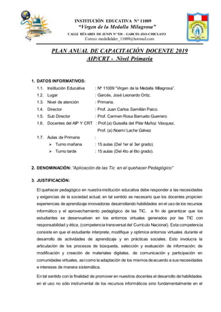 Plan anual de capacitacion aip crt | DOCX
