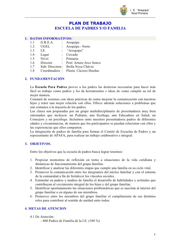 Plan anual escuela padres