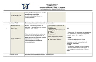 PLAn de estudias de area de educación artistica | PDF
