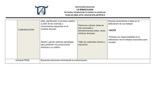 PLAn de estudias de area de educación artistica | PDF