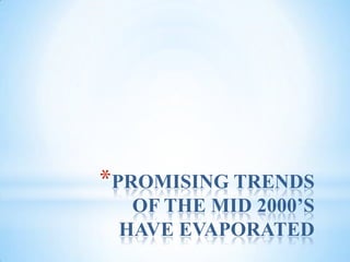 PROMISING TRENDS OF THE MID 2000’S HAVE EVAPORATED