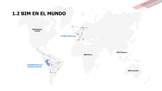1.2 BIM EN EL MUNDO
Red BIM Gobiernos
Latinoamericanos
EU BIM Task Group
BIM Australia
BIM Estados
Unidos
BIM Vietnam
BIM Africa
 
