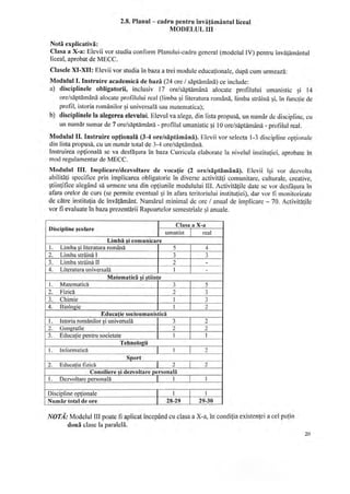 Plan cadru invatamint_general 2019-2020