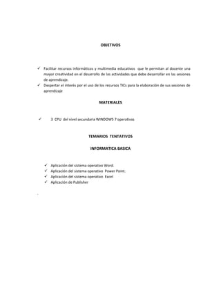 Plan capacitacion docentes 2011