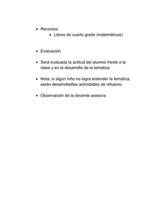 Plan clase de mateatica