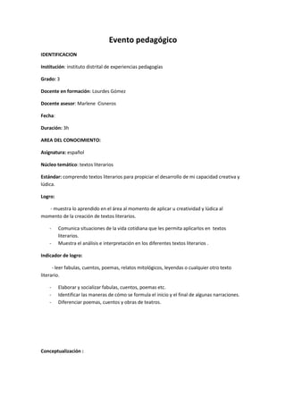 Plan clase idep lourdes gomez