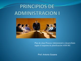 Plan de clase Proceso Administrativo desarrollado 
según el esquema de planificación ASSURE 
Prof. Antonio Susana 
 