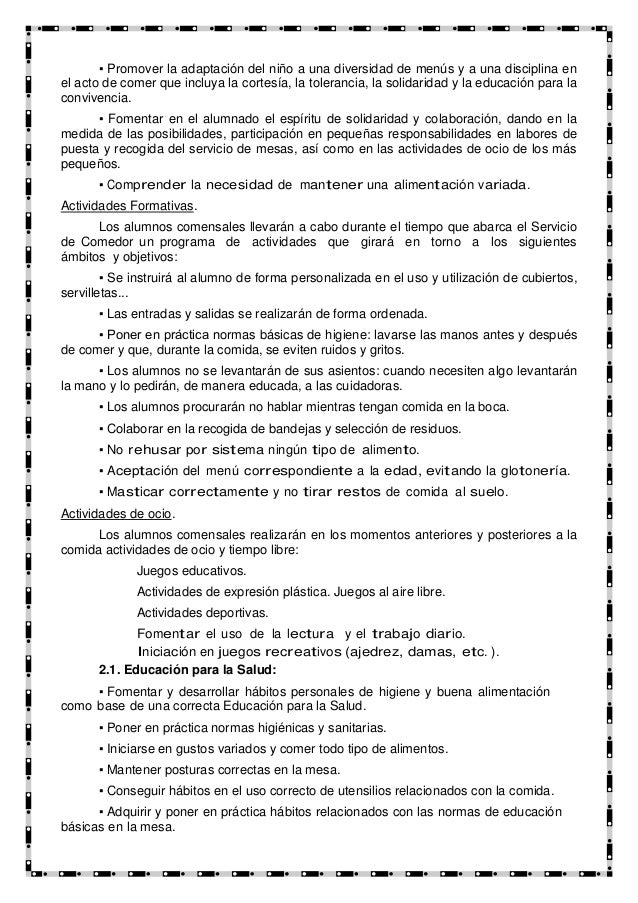 Plan comedor escolar Plan comedor escolar