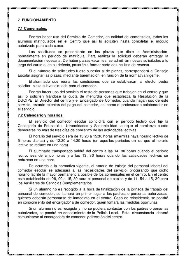 Plan comedor escolar Plan comedor escolar