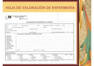 HOJA DE VALORACIÓN DE ENFERMERÍA: 
 