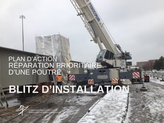 PLAN D’ACTION

RÉPARATION PRIORITAIRE
D’UNE POUTRE

BLITZ D’INSTALLATION

 