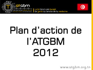 Plan d’action de
    l’ATGBM
      2012
           www. at g b m . org . t n
 