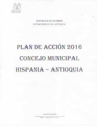 Plan de acción del concejo municipal de hispania   2016