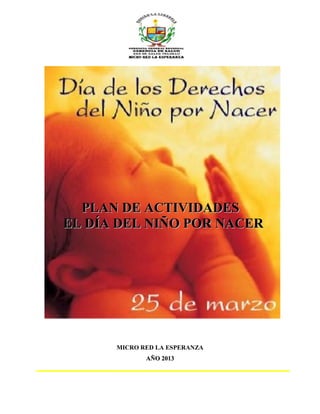 PLAN DE ACTIVIDADES
EL DÍA DEL NIÑO POR NACER




      MICRO RED LA ESPERANZA
             AÑO 2013
 