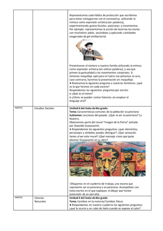Plan de actividades quinta semana | PDF