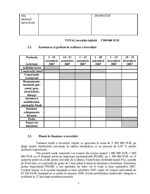 Plan De Afaceri Hotel