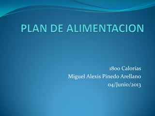 1800 Calorías
Miguel Alexis Pinedo Arellano
04/Junio/2013
 