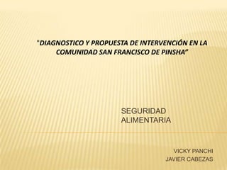 "DIAGNOSTICO Y PROPUESTA DE INTERVENCIÓN EN LA COMUNIDAD SAN FRANCISCO DE PINSHA” SEGURIDAD ALIMENTARIA VICKY PANCHI JAVIER CABEZAS 