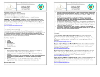 Plan de Area y Asignatura de Tecnologia e Informatica 2013