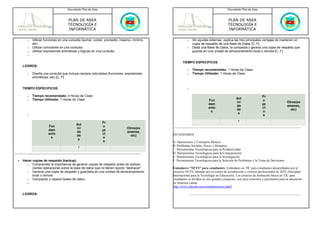 Plan de Area y Asignatura de Tecnologia e Informatica 2013