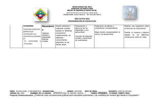 DEPARTAMENTO DEL META
MUNICIPIO DE PUERTO LÓPEZ
NÚCLEO DE DESARROLLO EDUCATIVO No.
INSTITUCIÓN EDUCATIVA RAFAEL URIBE URIB...