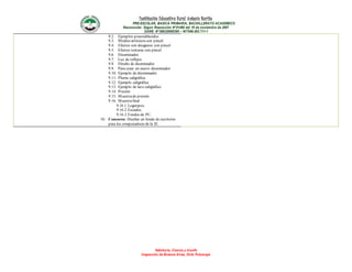 Institución Educativa Rural Antonio Nariño
PRE-ESCOLAR, BASICA PRIMARIA, BACHILLERATO ACADEMICO
Reconocido Según Resolución N°01490 del 16 de noviembre de 2007
DANE: N°286320000395 – NIT846.003.711-1
Sabiduría, Ciencia y triunfo
Inspección de Buenos Aires, Orito Putumayo
9.2. Ejemplos preestablecidos
9.3. Medios artísticos con pincel
9.4. Efectos con desgastes con pincel
9.5. Efectos texturas con pincel
9.6. Diseminador
9.7. Luz de reflejos
9.8. Diseño de diseminador
9.9. Para crear un nuevo diseminador
9.10. Ejemplo de diseminador
9.11. Pluma caligráfica
9.12. Ejemplo caligráfica
9.13. Ejemplo de lazo caligráfico
9.14. Presión
9.15. Muestrade presión
9.16. Muestrafinal
9.16.1.Logotipos.
9.16.2.Escudos.
9.16.3.Fondos de PC.
10. Concurso: Diseñar un fondo de escritorio
para los computadores de la IE.
 