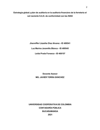 PLAN DE AUDITORIA FINANCIERA CON ELEMPLO DE UN CASO | PDF