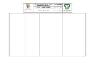 INSTITUCIÓN EDUCATIVA ESCUELA NORMAL
SUPERIOR FARALLONES DE CALI
CÓDIGO: GAC -FOR 02
PROCESO: GESTIÓN ACADÉMICA
FECHA: 24 – 01 - 2014
FORMATO PLAN DE AULA VERSIÓN : 01 Pág 5 de 8
SECRETARIA DE EDUCACION MUNICIPAL
INSTITUCIÓN EDUCATIVA ESCUELA NORMAL
SUPERIOR FARALLONES DE CALI
.
 