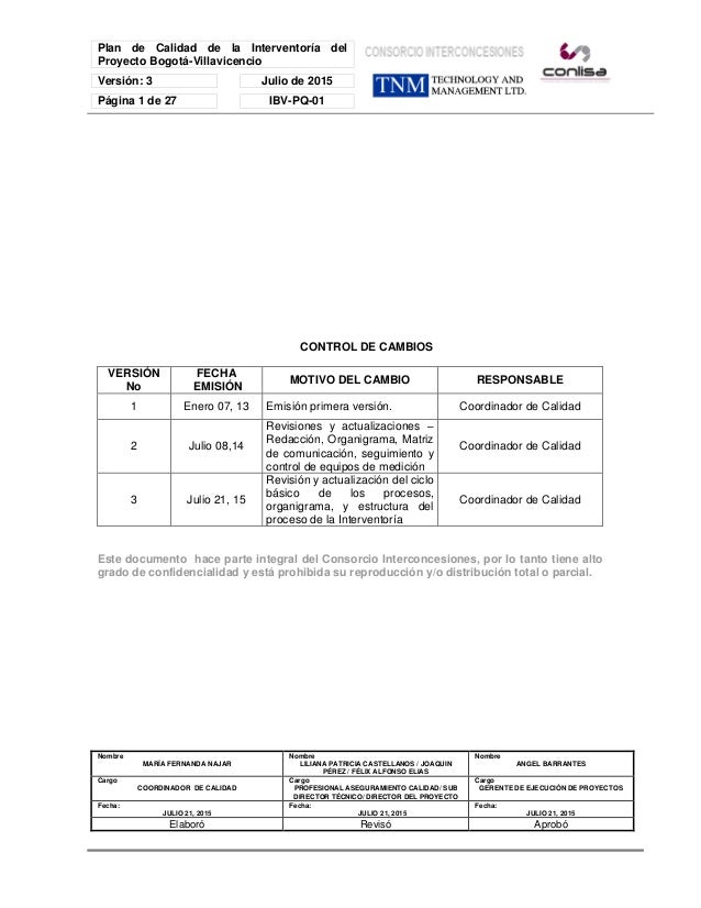 Plan De Calidad Modelo