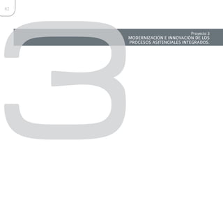 3
82




                              Proyecto 3
     MODERNIZACIÓN E INNOVACIÓN DE LOS
     PROCESOS ASITENCIALES INTEGRADOS.
 