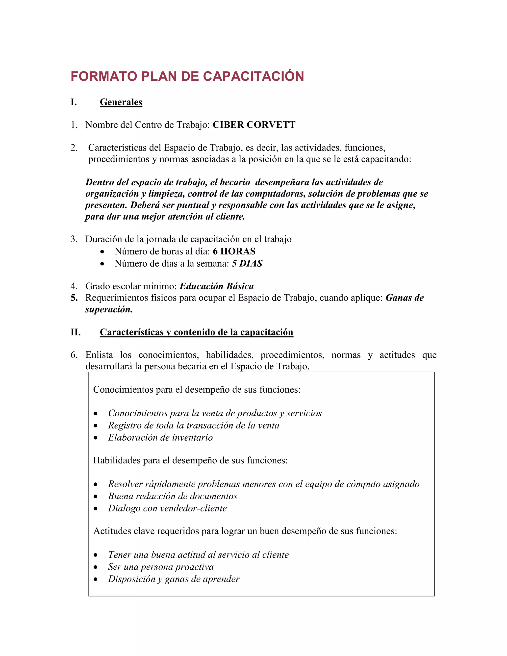 Plan de capacitacion | PDF